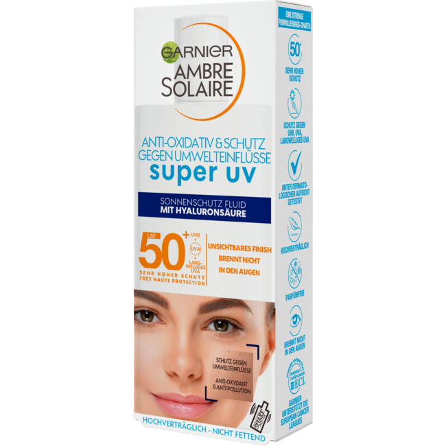 Garnier Ambre Solaire Zonnevloeistof Gezicht Super UV, SPF 50+ 40 ml
