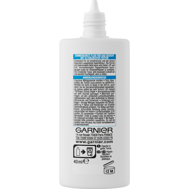 Garnier Ambre Solaire Zonnevloeistof Gezicht Super UV, SPF 50+ 40 ml