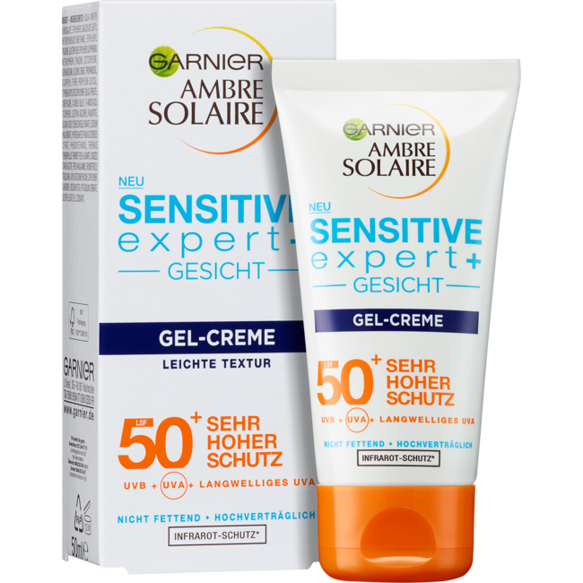 Garnier Ambre Solaire Zonnebrandcrème Gel Gezicht, Sensitive Expert+, SPF 50+ 50 ml