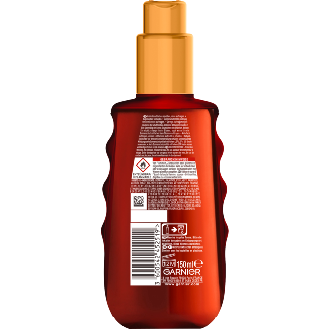 Garnier Ambre Solaire Zonnebrandolie Spray Ideaal Brons, SPF 20 150 ml