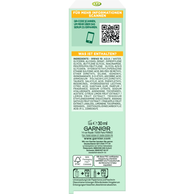 Garnier Skin Active Serum Vitamine C Anti-Pigmentvlekken 30 ml