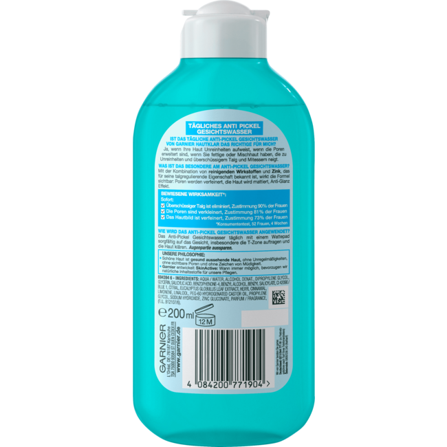 Garnier Skin Active Anti-Puistjes Gezicht Water Skin Clear 200 ml