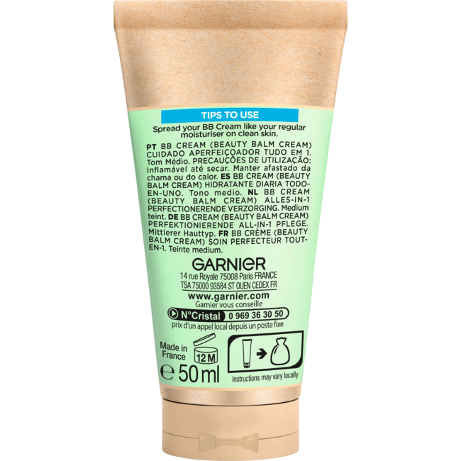 Garnier Skin Active BB Cream All-in-1 Verzorging Mat Medium LSF25 50 ml