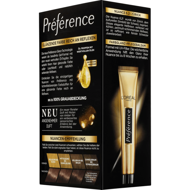 L'Oréal Paris Préférence Haarverf 6.21 Zürich Licht Parelmoerbruin 1 St