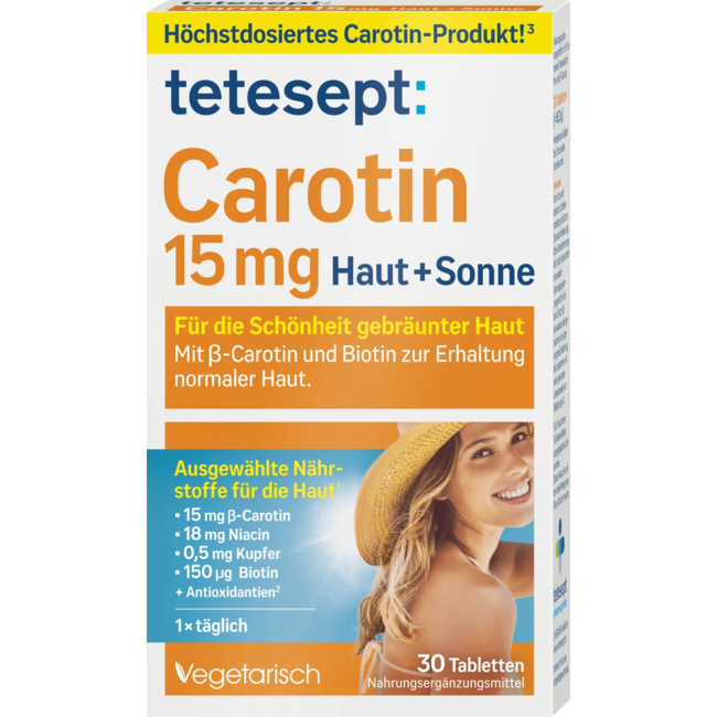 Tetesept Caroteen Huid + Zon Tabletten 30 St 15 g