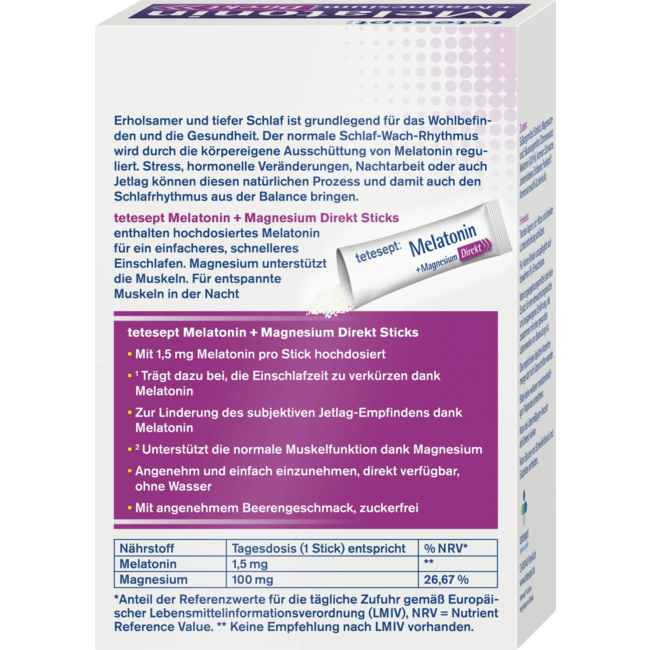 Tetesept Melatonine Magnesium Direkt Sticks 36 g