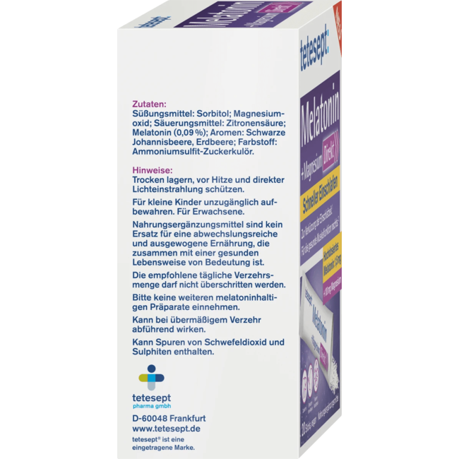 Tetesept Melatonine Magnesium Direkt Sticks 36 g