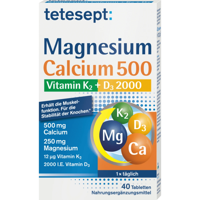 Tetesept Magnesium Calcium Vitamine K + D Tabletten 40 St 73 g