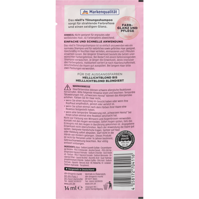 Réell‘E Tintshampoo 10.11 Zilvergrijs 14 ml