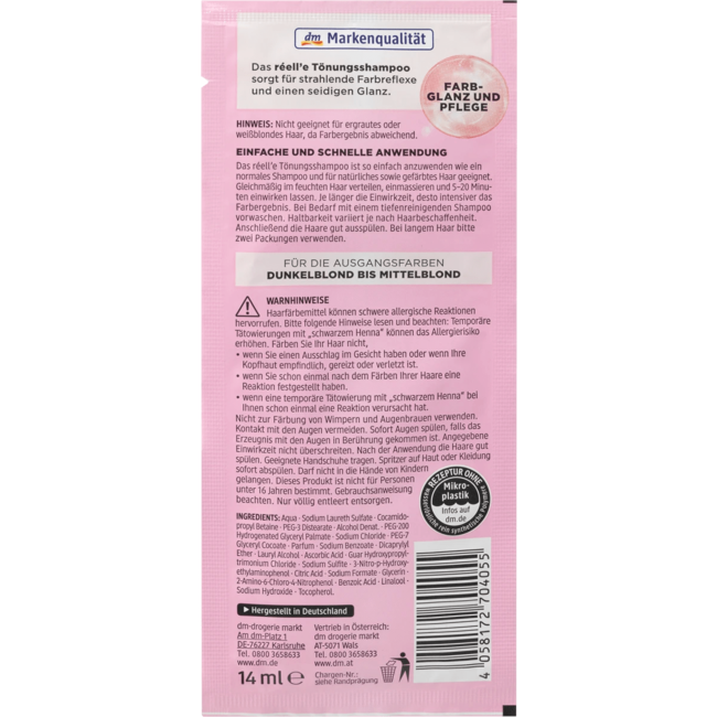 Réell‘E Tintshampoo 7.4 Kopergoud 14 ml