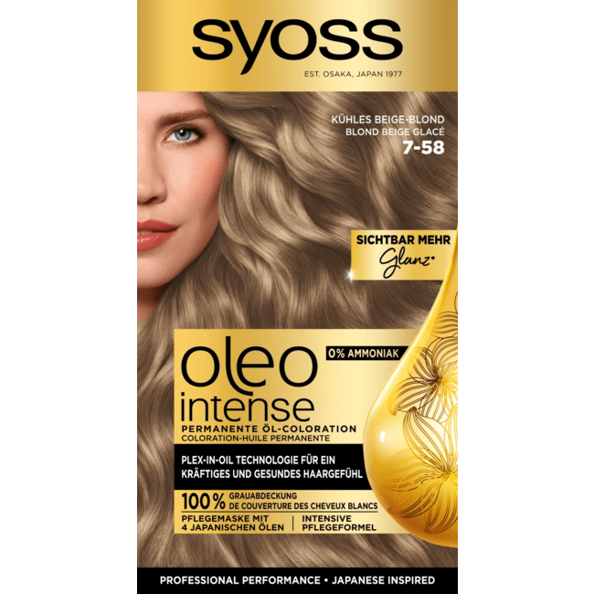 Syoss Oleo Intense Haarverf Smoky Blondes 7-58 Koel Beige Blond, 1 St