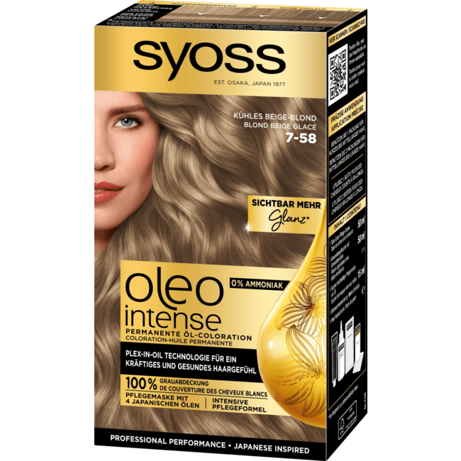 Syoss Oleo Intense Haarverf Smoky Blondes 7-58 Koel Beige Blond, 1 St