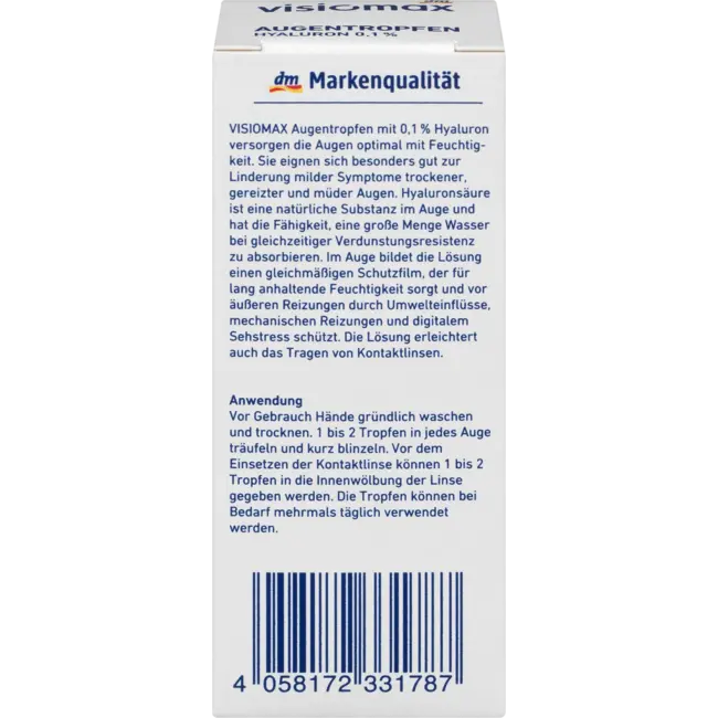 Visiomax Oogdruppels Met 0,1% Hyaluronzuur 15 ml