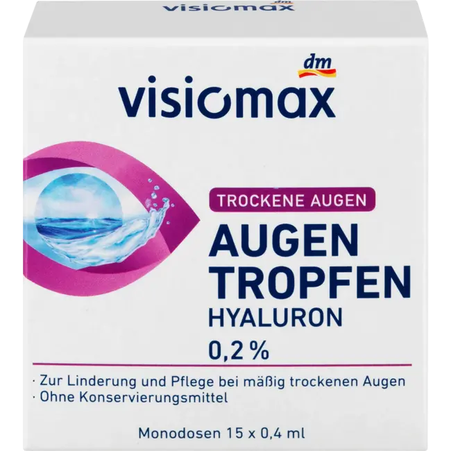 Visiomax Oogdruppels Met 0,2% Hyaluronzuur 15 St