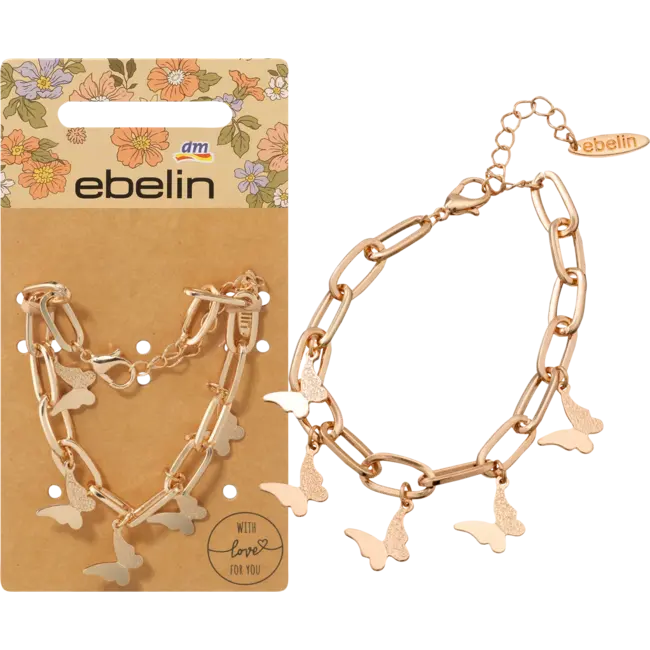 Ebelin Armband Goud-look Met Vlinder Hanger 1 St