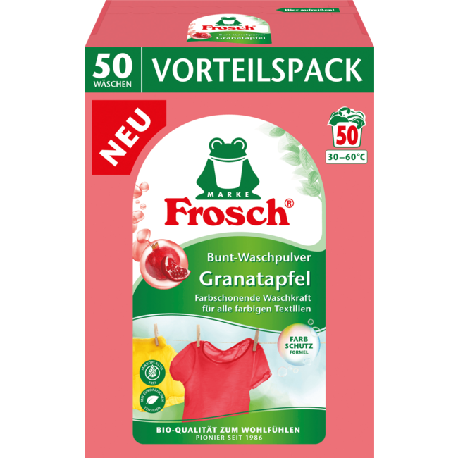 Frosch Kleur Wasmiddel Poeder Granaatappel Voordeelverpakking 50 Wl