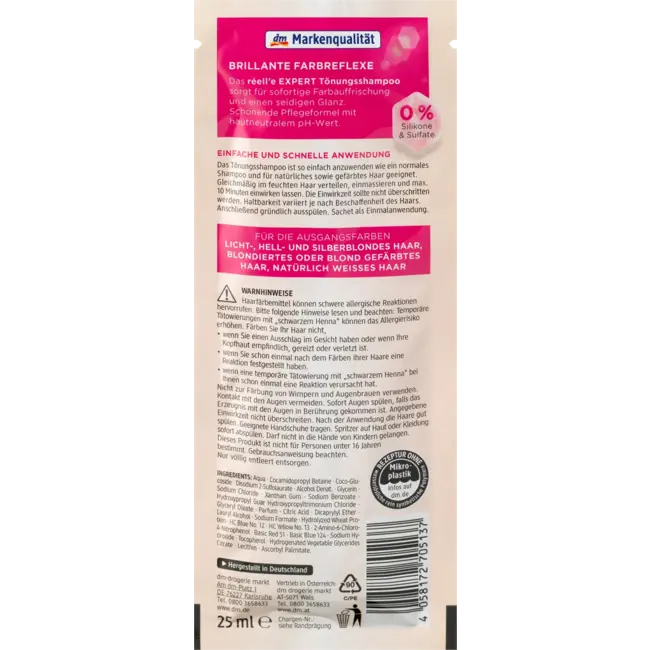 Réell‘E Expert Tintshampoo 10.81 Zilverblond 25 ml