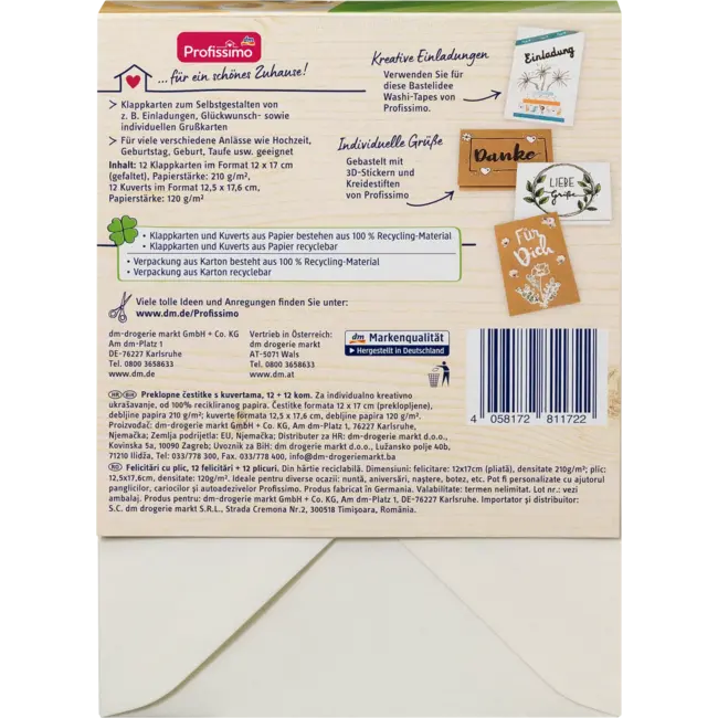 Profissimo Nature Vouwkaartenset Met Enveloppen Van Gerecycled Materiaal 12 St