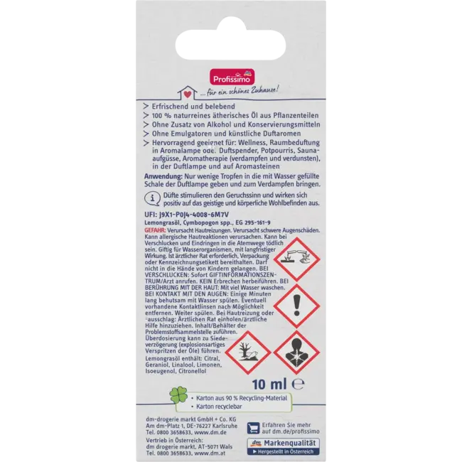 Profissimo Natuurlijke Etherische Olie Citroengras 10 ml