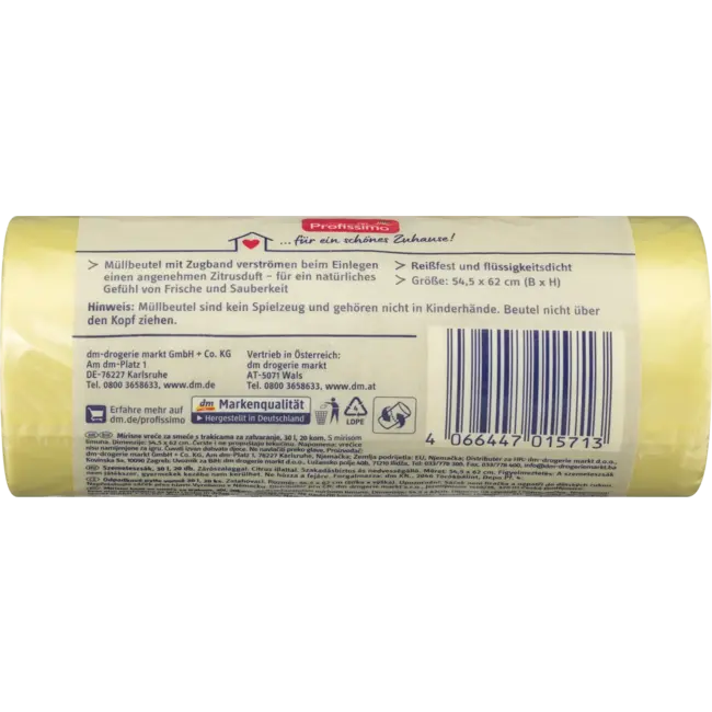 Profissimo Vuilniszakken 30L Trekkoord & Citrusgeur 20 St