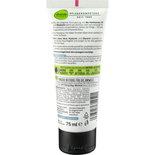 Alverde Men Scheercrème Sensitive 75 ml