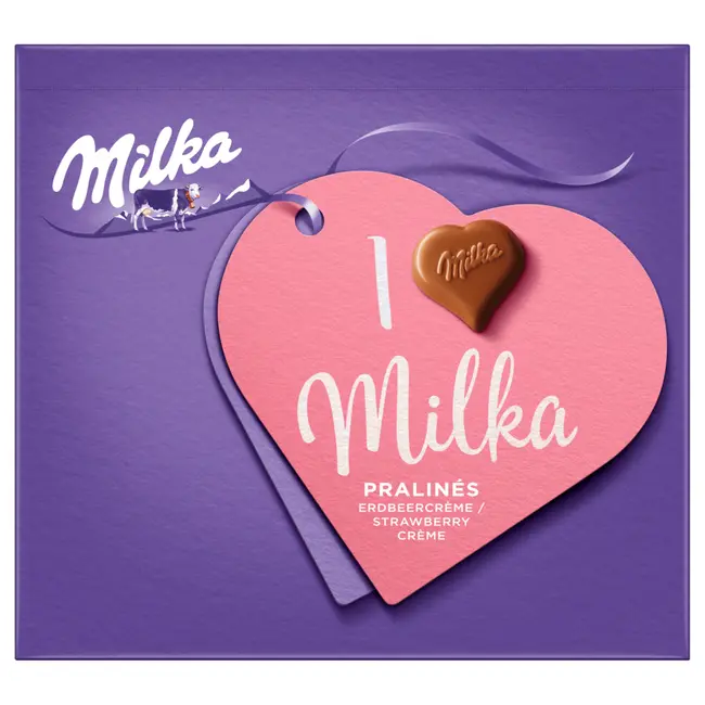 Milka I Love Milka Pralinés  Aardbeiencrème 110g