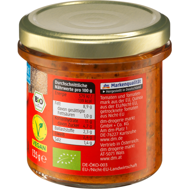 dmBio Zaadspread Tomaat & Quinoa 135 g