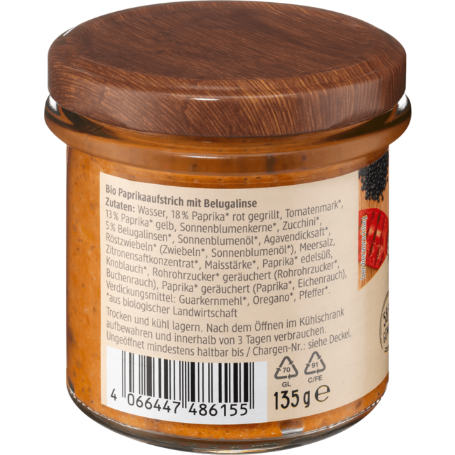 dmBio Groentespread Gegrilde Paprika & Beluga Linzen 135 g