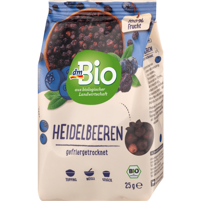 dmBio Gedroogd Fruit Bosbessen Gevriesdroogd 25 g