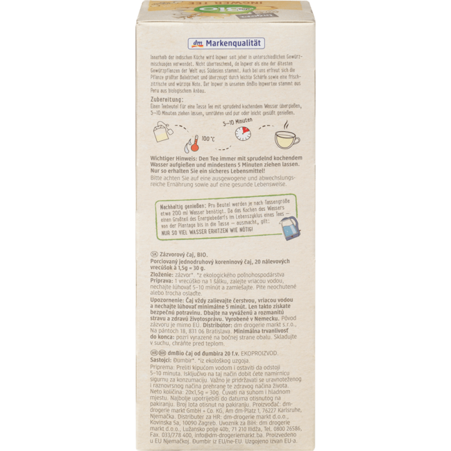 dmBio Kruidenthee Gember (20 Zakjes) 30 g