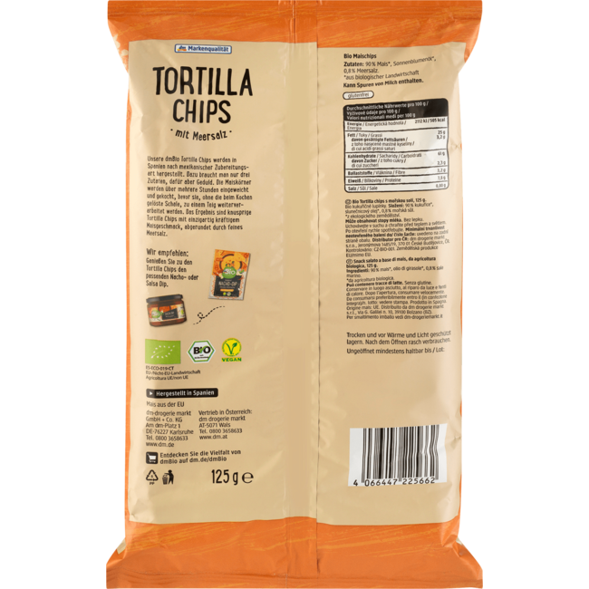 dmBio Tortillachips Met Zeezout 125 g