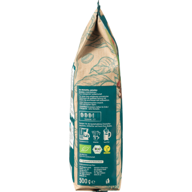 dmBio Gemalen Koffie Caffè De Peru 500 g