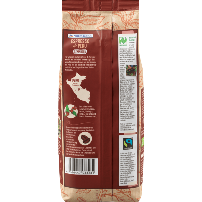 dmBio Gemalen Koffie Espresso De Peru 250 g