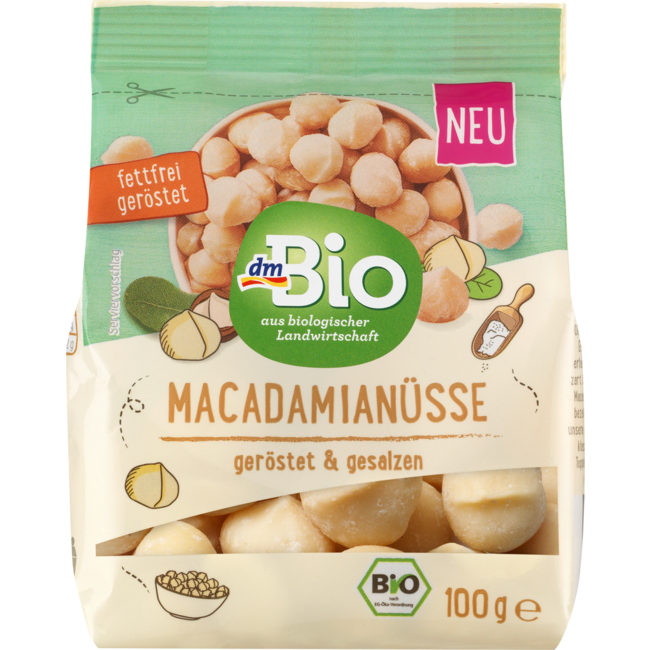 dmBio Macadamia Noten Geroosterd & Gezouten 100 g