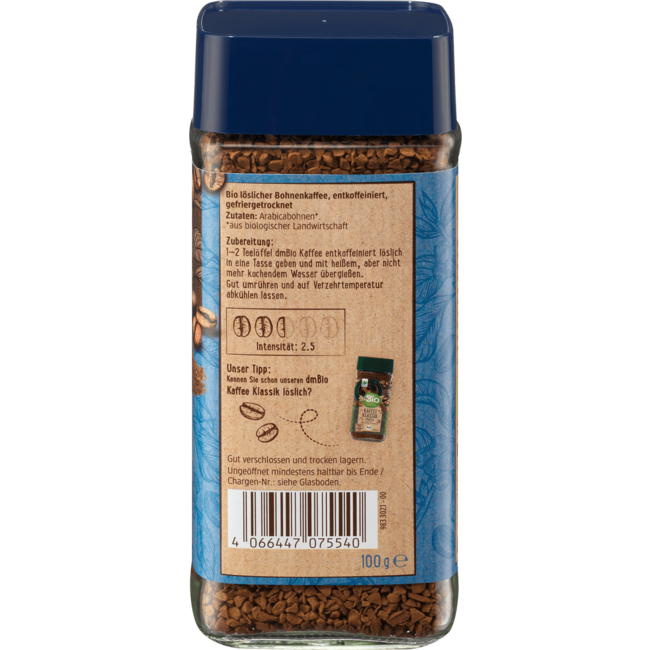 dmBio Oplos Koffie Cafeïnevrij 100 g