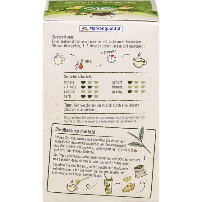 dmBio Groene Thee Gember, Citroen (20 Zakjes) 40 g
