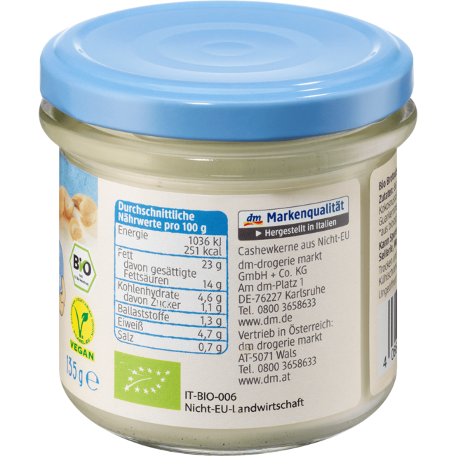 dmBio Vegan Cashewnotencrème Roomkaas Alternatief 135 g