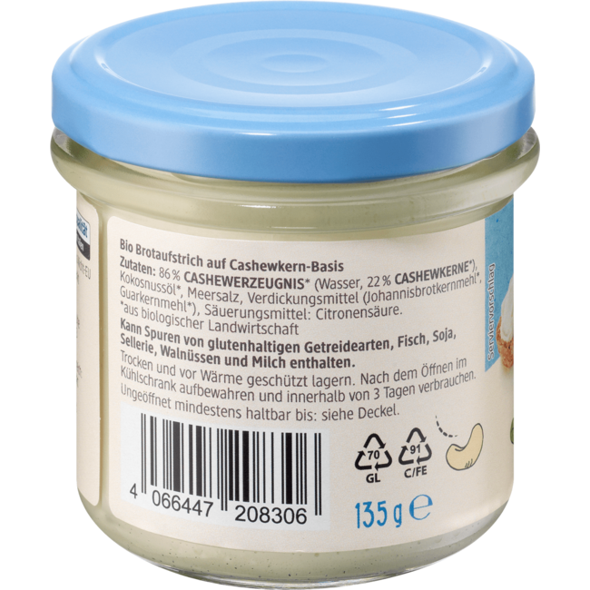 dmBio Vegan Cashewnotencrème Roomkaas Alternatief 135 g