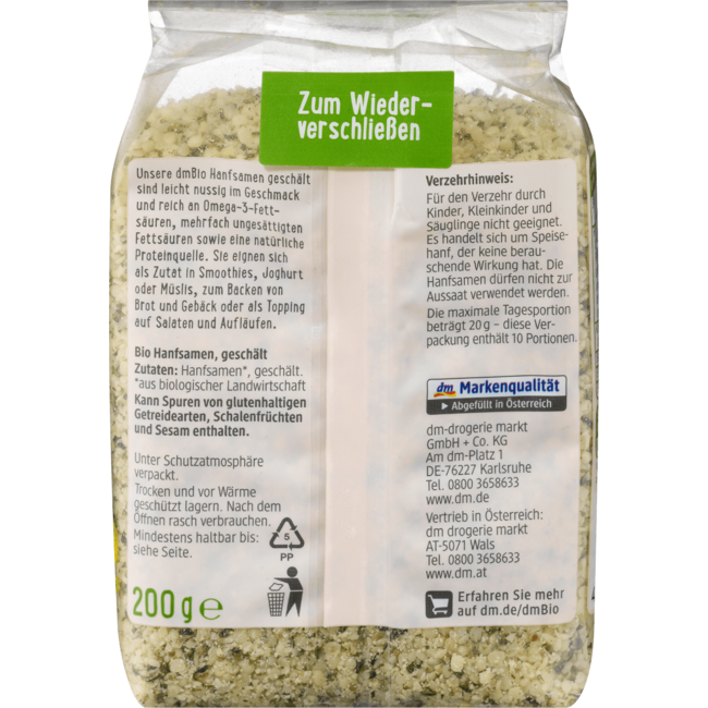 dmBio Hennepzaad Gepeld 200 g