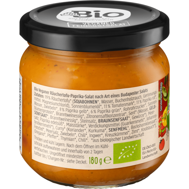 dmBio Veganistisch Delicatessensalade Zoals Boedapest Salade Met Gerookte Tofu 180 g