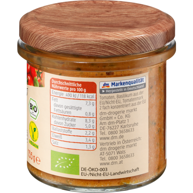 dmBio Groentespread Tomaat Basilicum 135 g