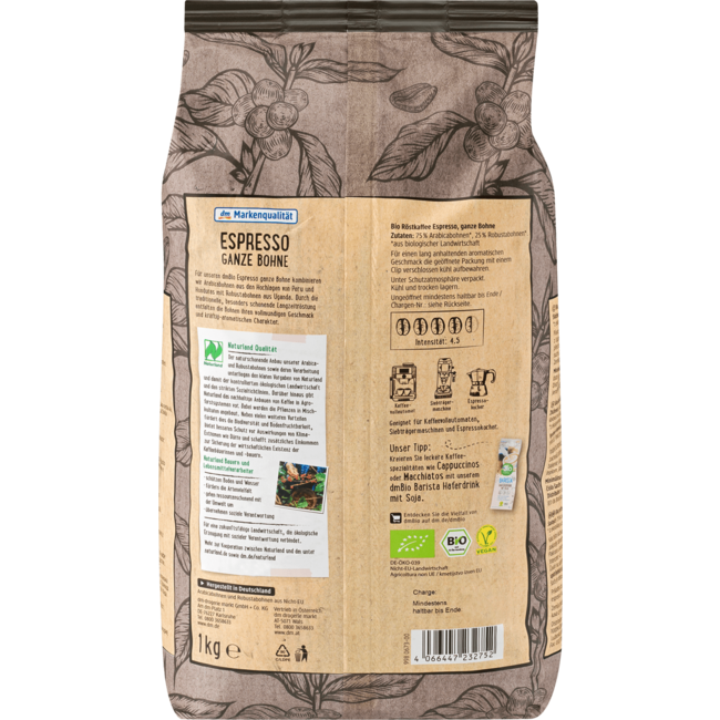 dmBio Espresso Koffie Bonen 1000 g