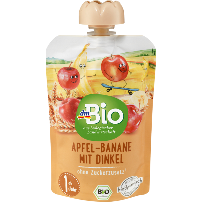 dmBio Knijpfruit Appel-banaan Met Spelt Vanaf 1 Jaar 100 g