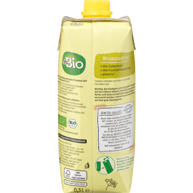 dmBio Kinder Venkelthee Met Appel-Druivensap 500 ml