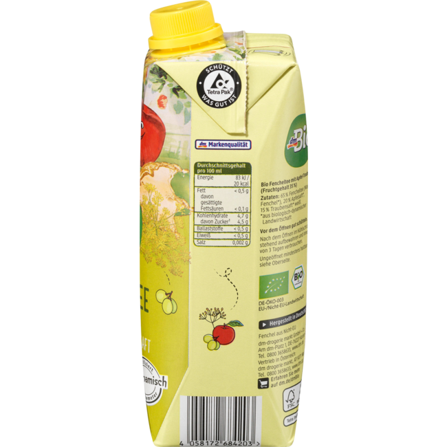 dmBio Kinder Venkelthee Met Appel-Druivensap 500 ml