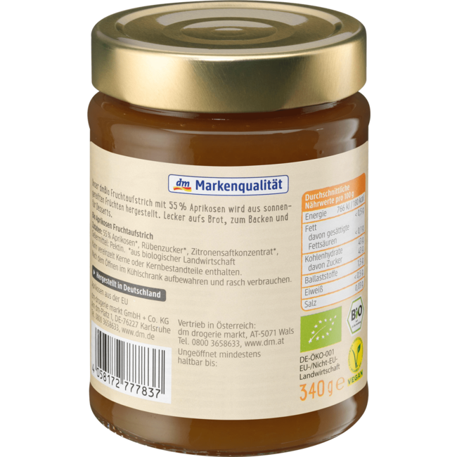 dmBio Fruitspread Abrikoos 55% Fruit 340 g