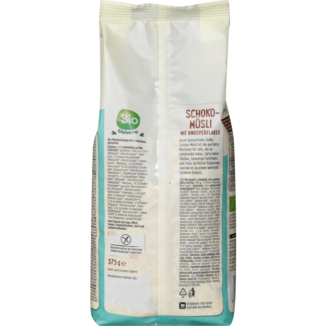 dmBio Glutenvrije Chocolade Muesli Met Krokante Vlokken 375 g