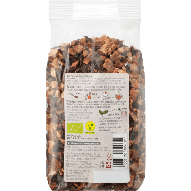 dmBio Vruchtenthee Mix Cranberry Aardbei 125 g