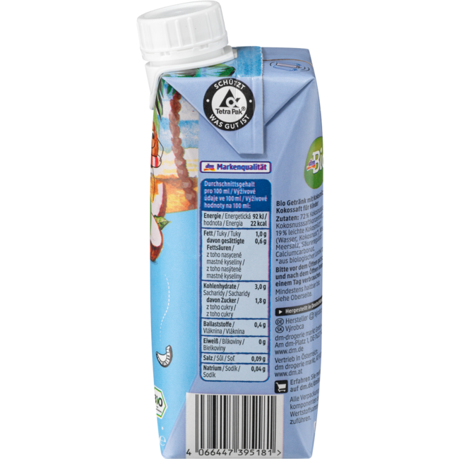 dmBio Kokosdrink Puur Vanaf 1 Jaar 330 ml
