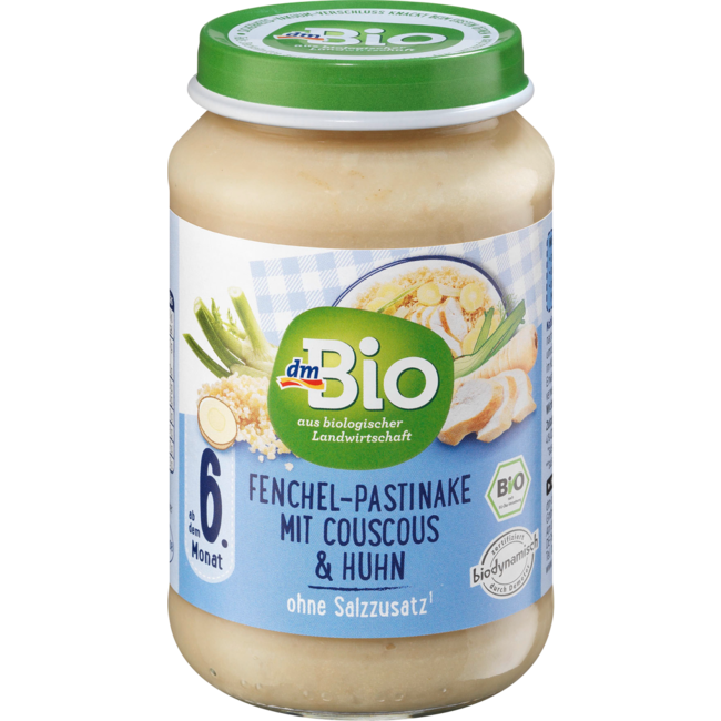 dmBio Menu Venkelpastinaak Met Couscous En Kip Vanaf 6 Maanden 190 g